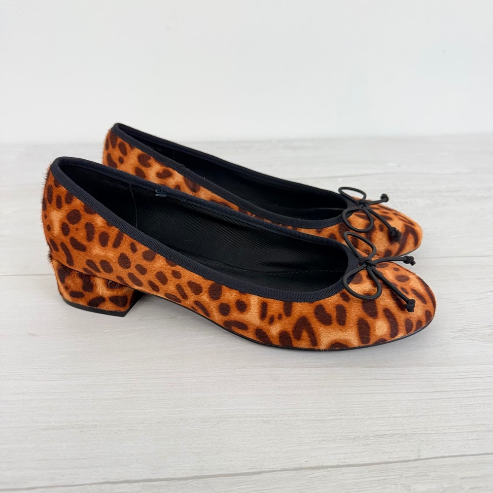 Steve Madden Cherish Leopard Print Shoes Cow Hair Womens 7.5 Brown Block Heel